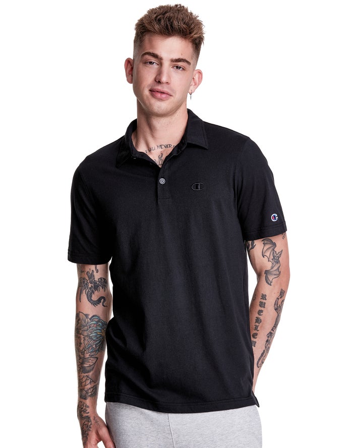 Champion Herre T-Shirts Sort - Jersey Polo - Danmark SEW-134692